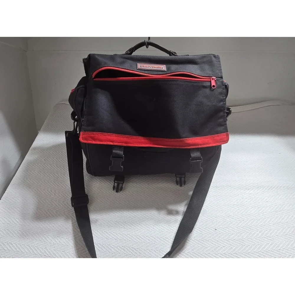 Craftsman Tool Messenger Bag Black Red Shoulder Strap Organizer 20 Inch